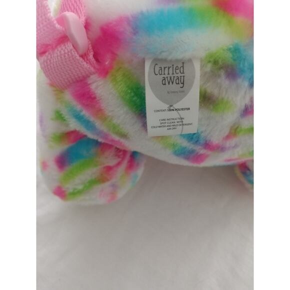 Carried Away Plush Unicorn Backpack Tie-Dye Rainbow Pastel Kids Bag - Picture 4 of 4